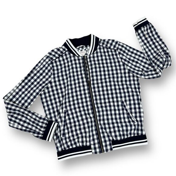 Merona Gingham Check Full Zip Windbreaker Jacket Blue White XL Cottagecore - Picture 15 of 15